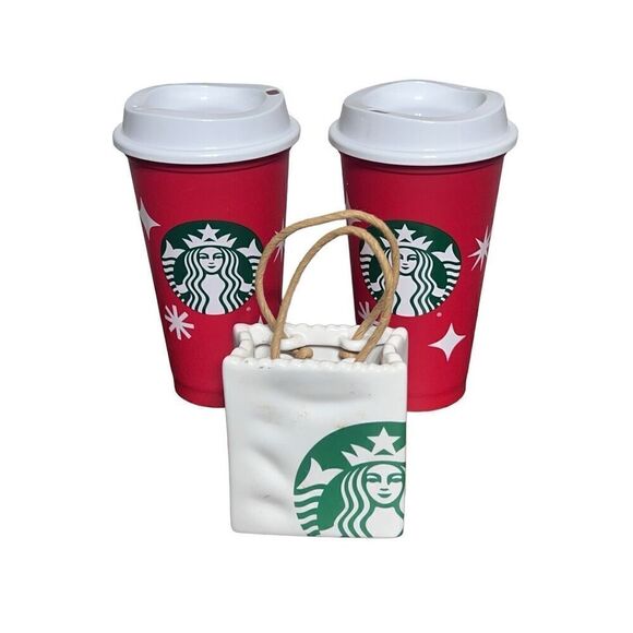 Starbucks Reusable Holiday Cups Starbucks Gift Card Holder Ceramic Shopping Bag - Picture 1 of 2